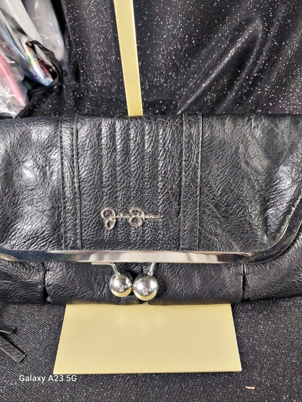 Jessica Simpson Roxanne Kiss Lock Clutch Black